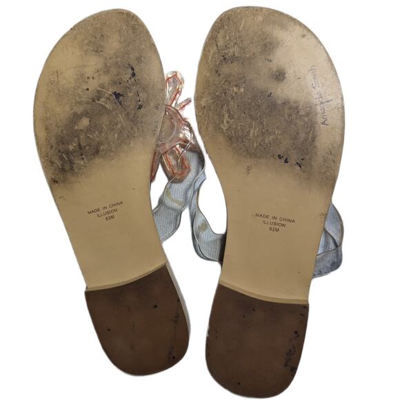 Vtg Y2K Amanda Smith Transparent Vinyl Sequin Flower Toe Post Thong Sandals 6.5 - Picture 4 of 4